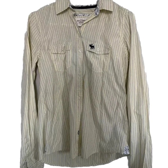 Abercrombie & Fitch womens yellow Striped Shirt - Picture 1 of 9